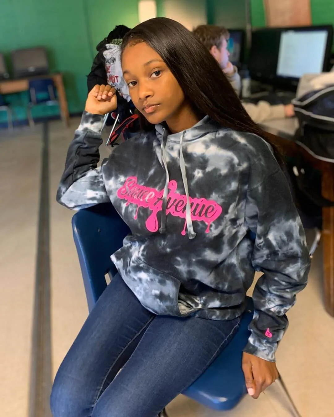 Neon Pink SA Drip | Twisted Black Hoodie