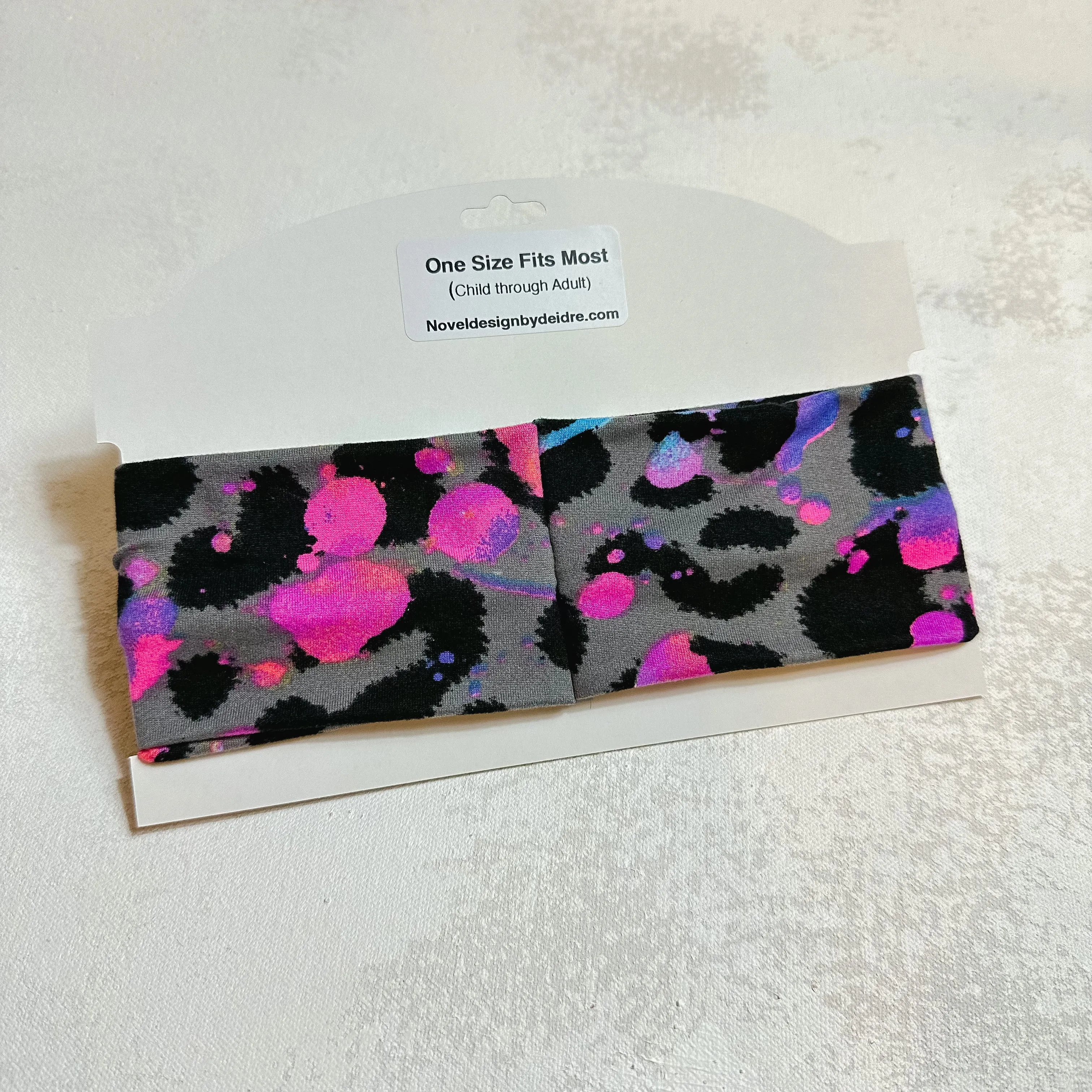 Neon Splatter Gray Leopard Twist Turban Headband