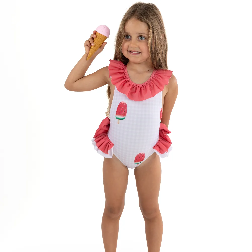 New In Meia Pata Girls Salerno Watermelon Swimming Costume SS25