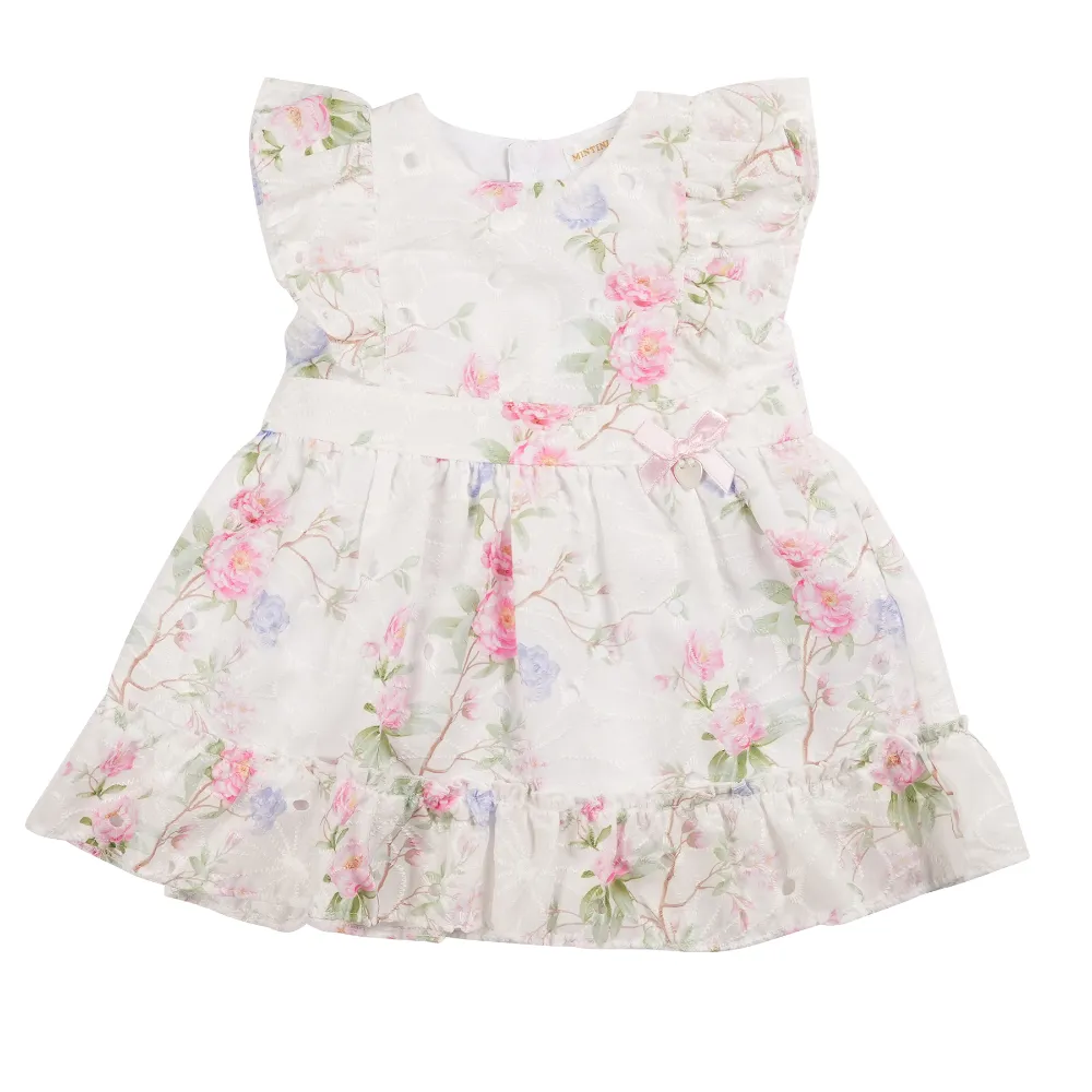 New In Mintini Girls White Floral  Dress