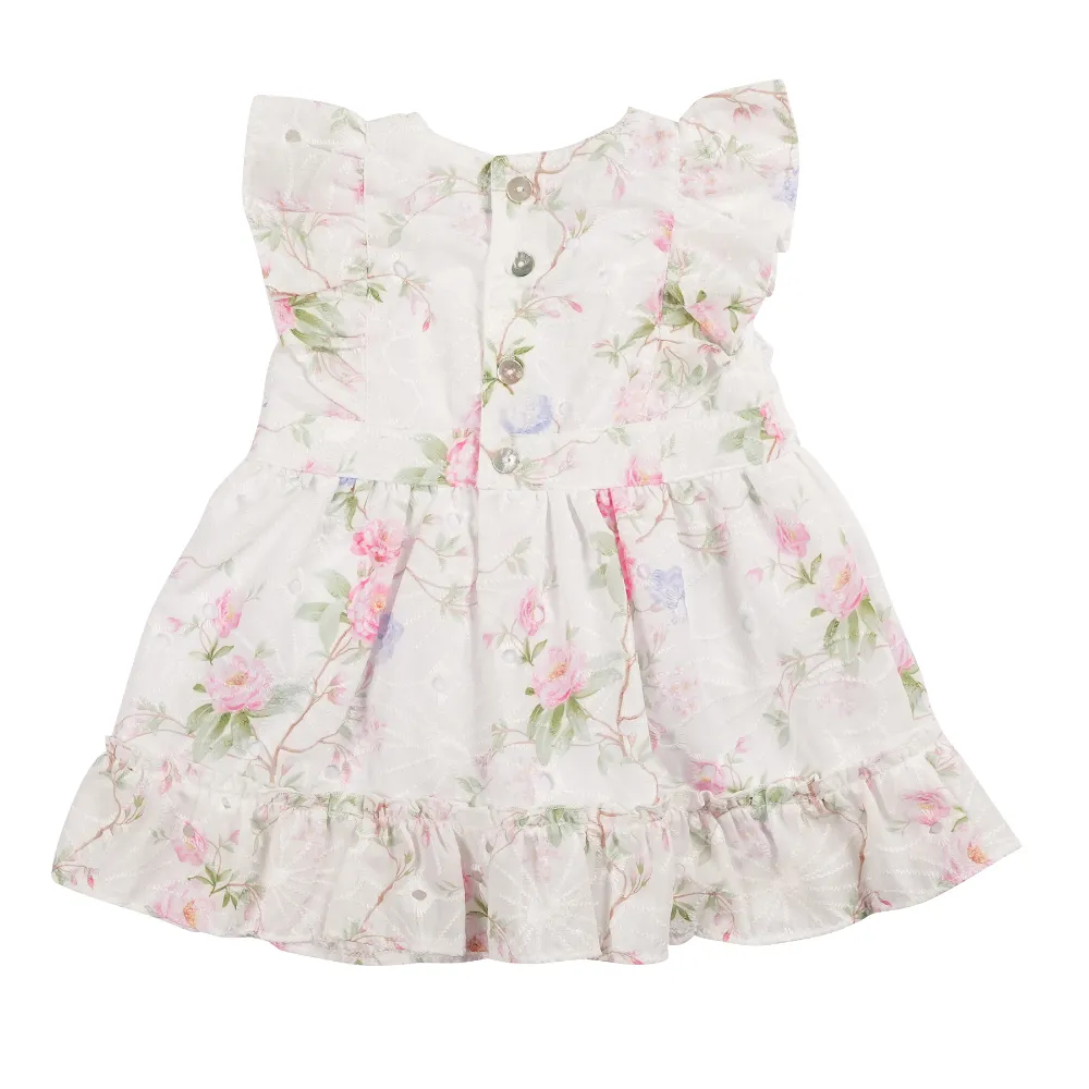 New In Mintini Girls White Floral  Dress