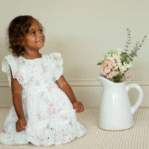 New In Mintini Girls White Floral  Dress