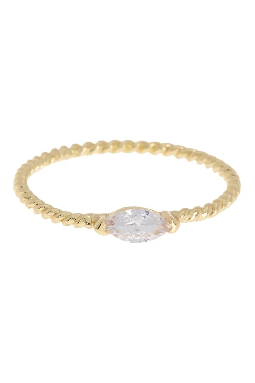 New Nordstrom Covet Delicate Marquise Twisted Band Stackable Ring, Sz 7
