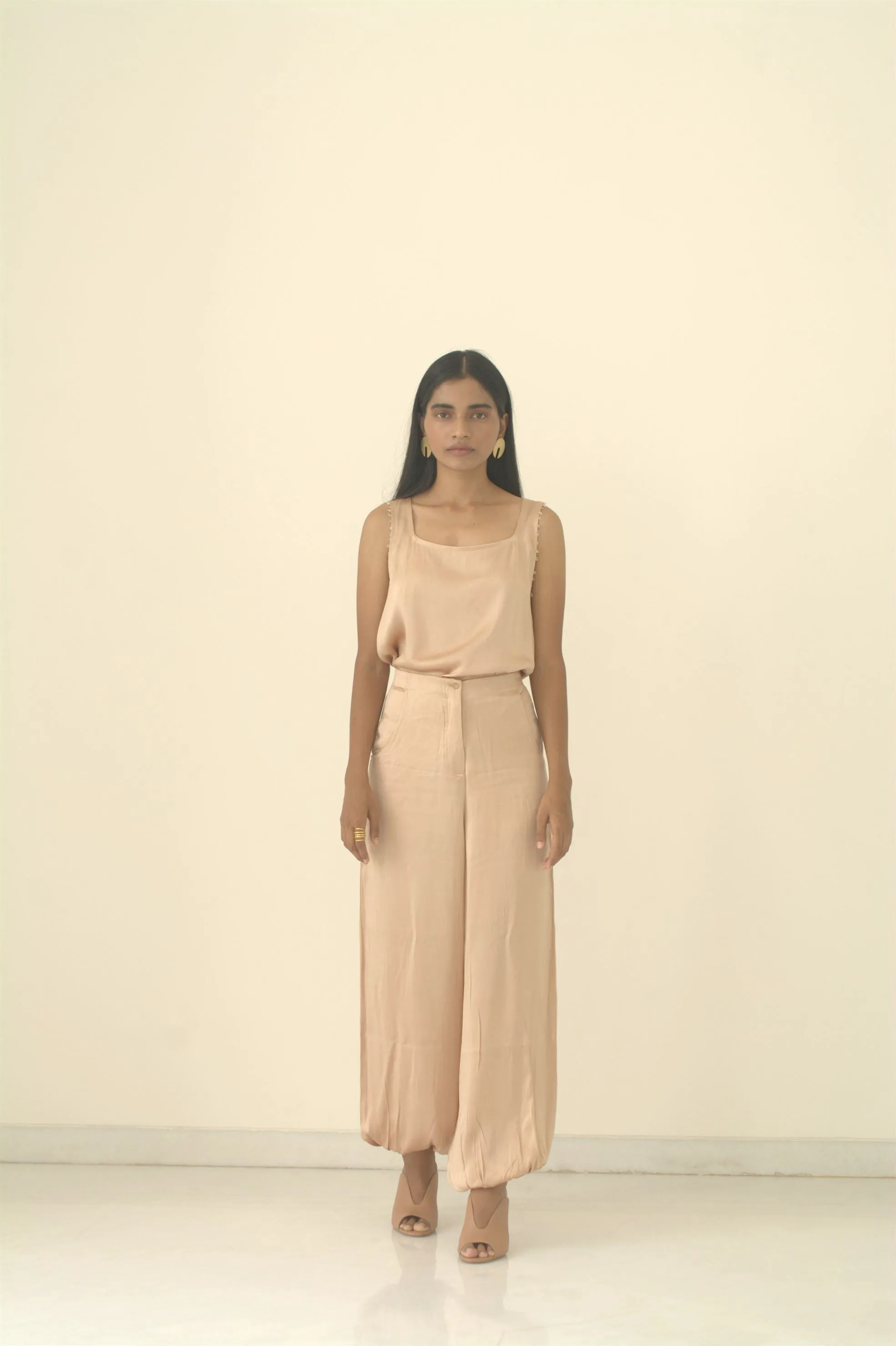 New Season Summer to Fall 2024-Top Racer Relaxed Fit Silk Caramel-CR/S/012-Suzanne-Fashion Edit Hemji