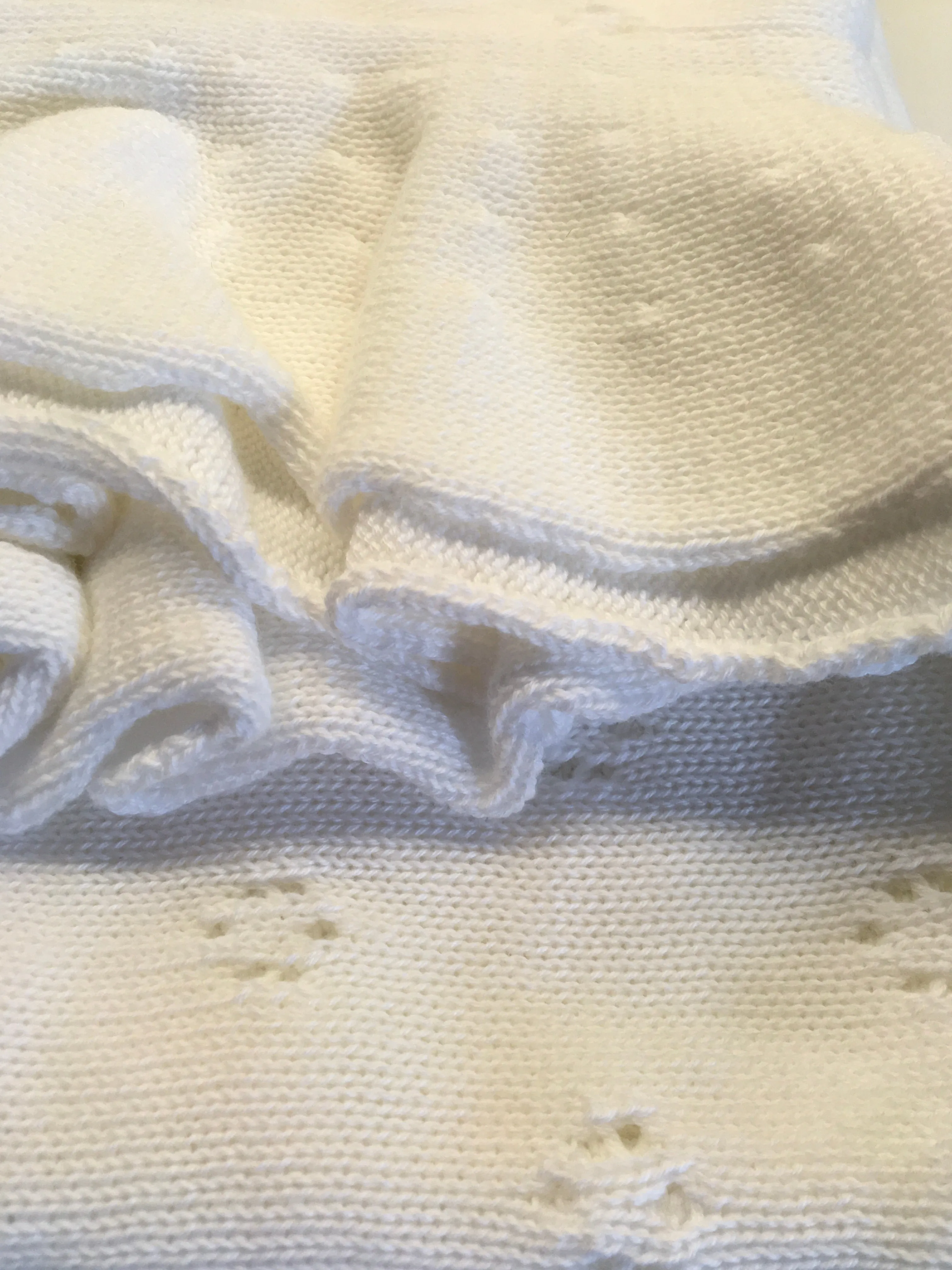 Nico Dingo Cream Frilled  Cotton Knit Baby Blanket