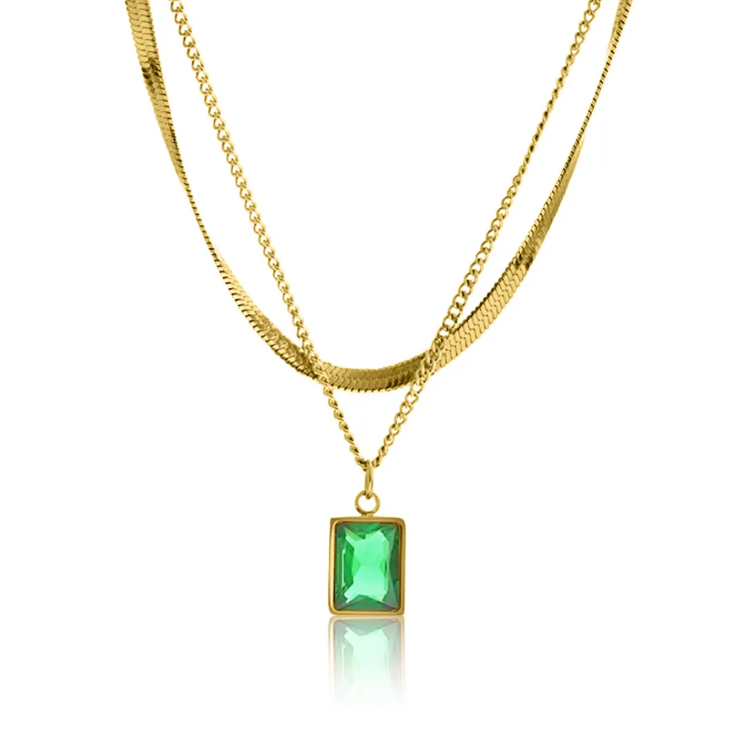 NINA LAYERED NECKLACE - EMERALD