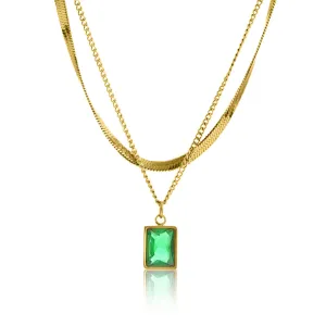 NINA LAYERED NECKLACE - EMERALD
