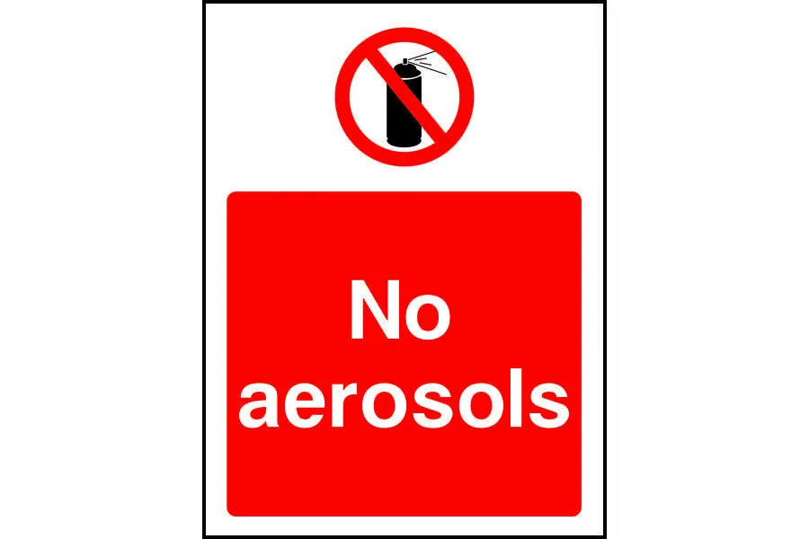 No aerosols prohibition safety sign