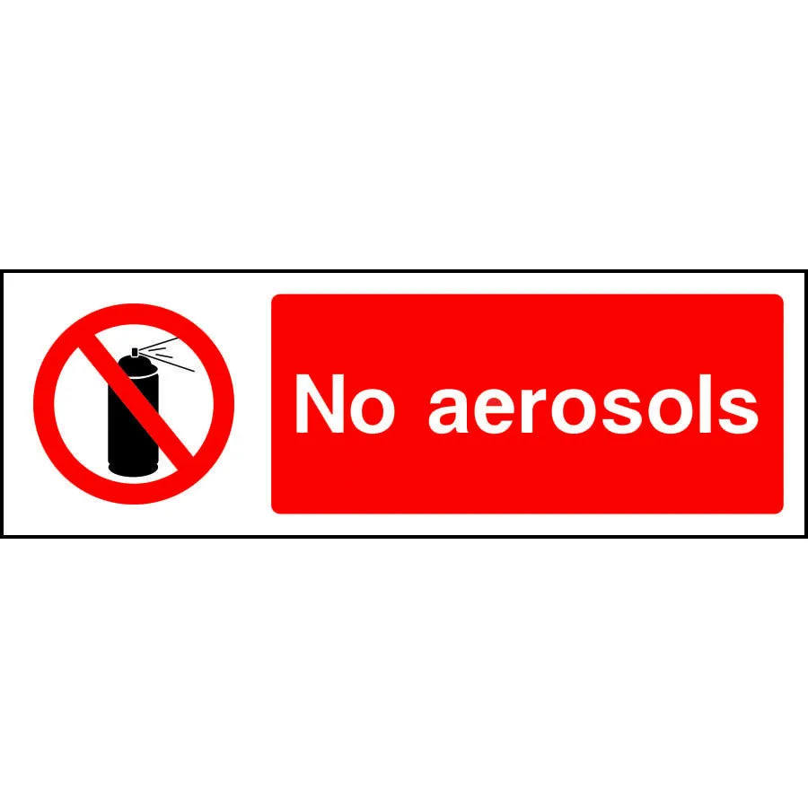 No aerosols prohibition safety sign