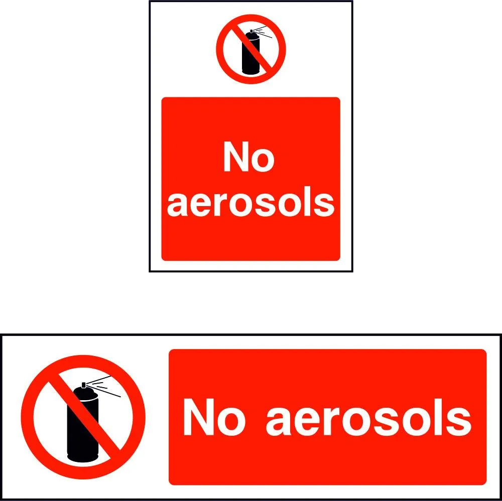 No aerosols prohibition safety sign