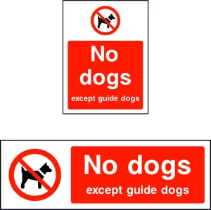 No dogs except guide dogs park safety sign