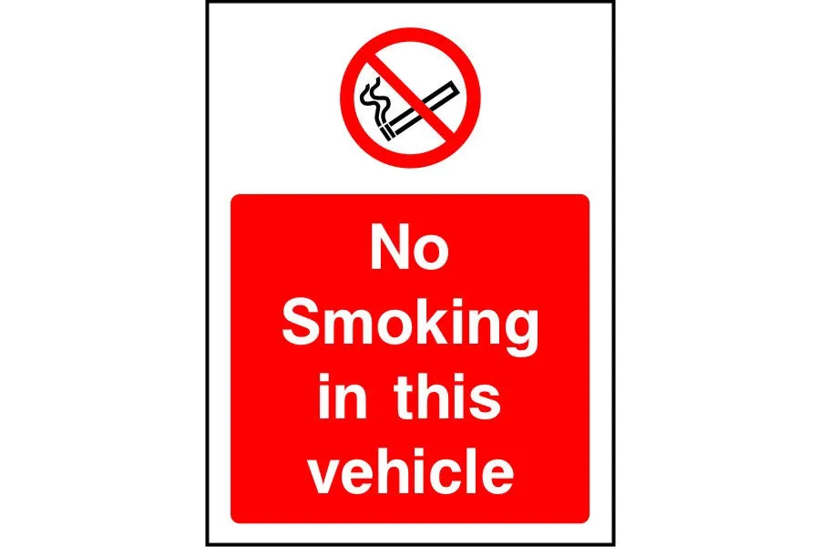No smoking in this vehicle safety sign