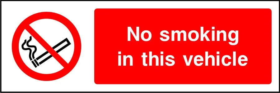 No smoking in this vehicle safety sign