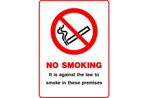 No Smoking It is against the law to smoke in these premises sign