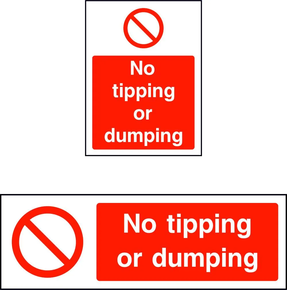 No tipping or dumping safety sign