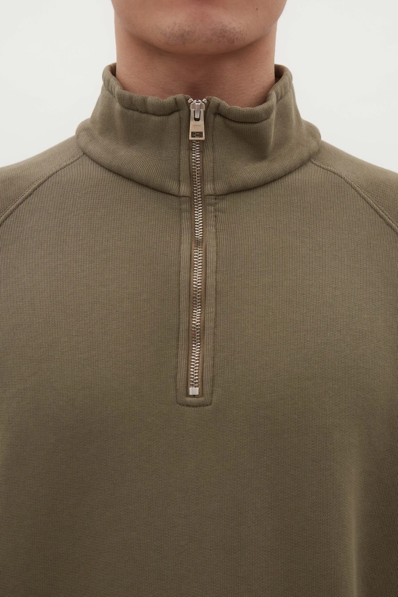 Norse Projects - Marten Relaxed Organic Raglan Half Zip - Sediment Green