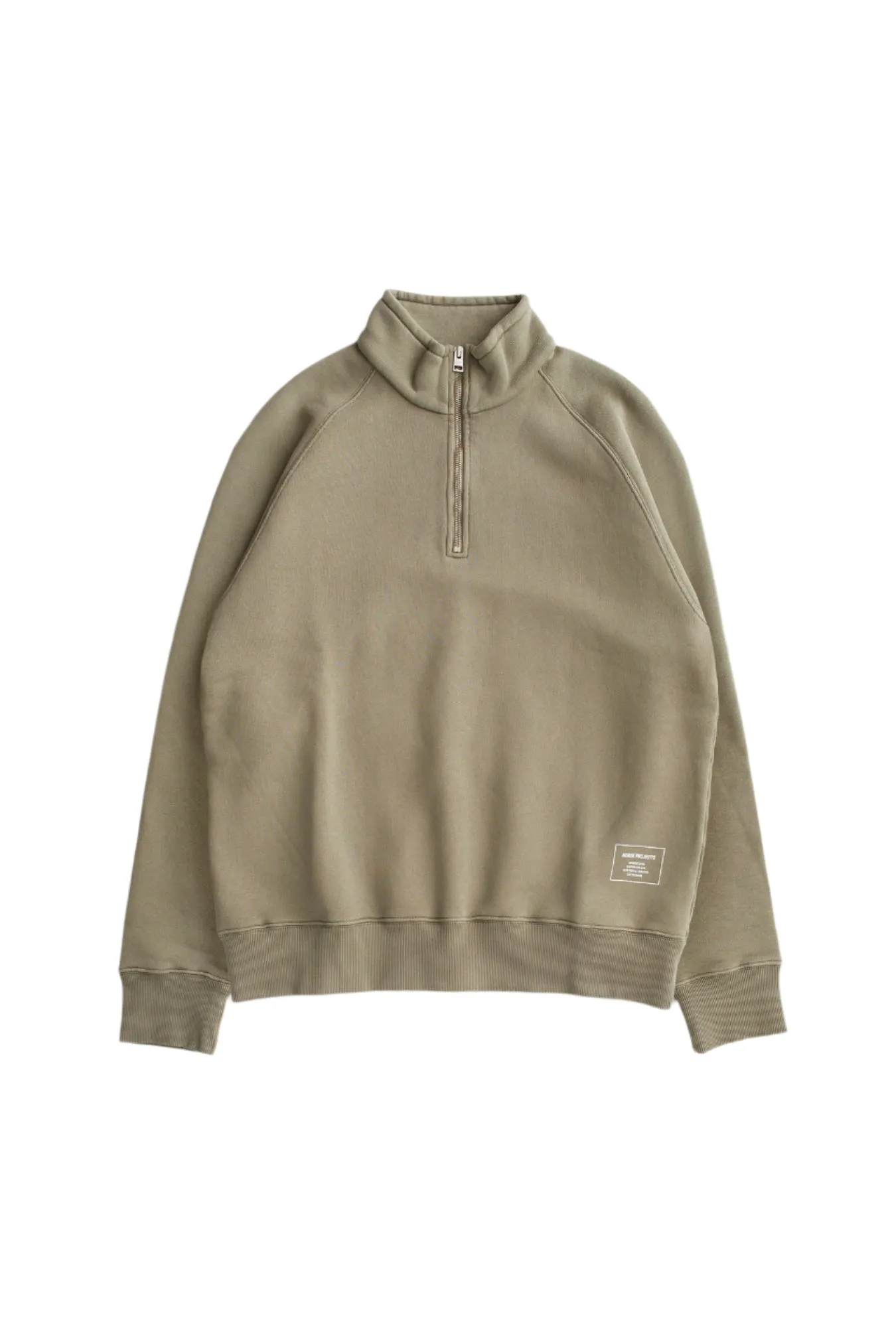 Norse Projects - Marten Relaxed Organic Raglan Half Zip - Sediment Green
