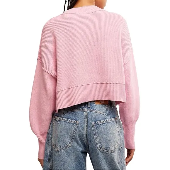 NWT $98 Free People Cropped Guava Juice Sweater
