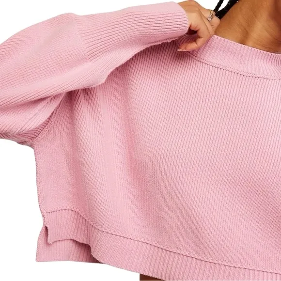 NWT $98 Free People Cropped Guava Juice Sweater