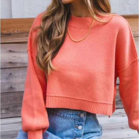NWT $98 Free People Cropped Guava Juice Sweater