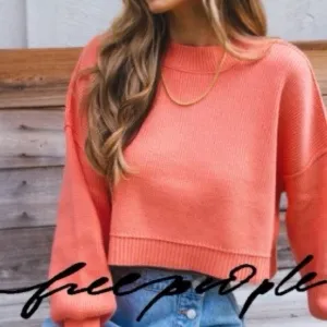 NWT $98 Free People Cropped Guava Juice Sweater