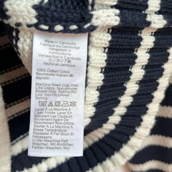 NWT J.Crew Women's Size XXS Rollneck sweater in Navy/White stripes