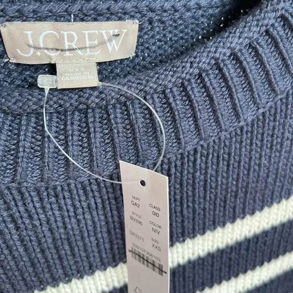NWT J.Crew Women's Size XXS Rollneck sweater in Navy/White stripes