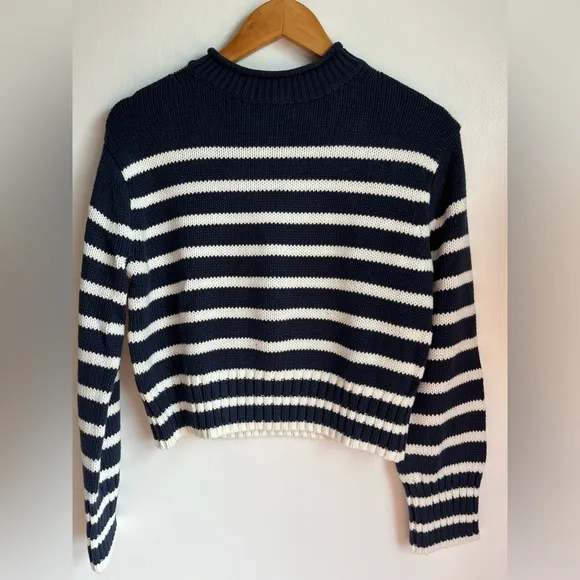 NWT J.Crew Women's Size XXS Rollneck sweater in Navy/White stripes