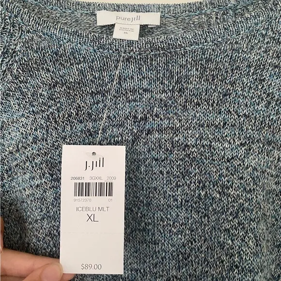 NWT J.Jill PureJill Ice Blue Multi Cozy Sweater
