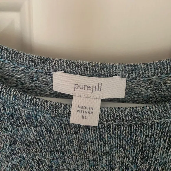 NWT J.Jill PureJill Ice Blue Multi Cozy Sweater