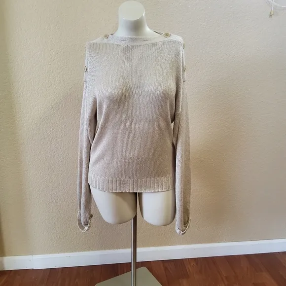 NWT Joie Gadelle Boatneck Off Shoulder Pullover Slouchy Sweater S Beige