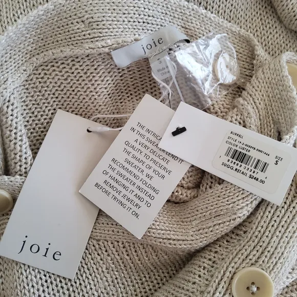 NWT Joie Gadelle Boatneck Off Shoulder Pullover Slouchy Sweater S Beige