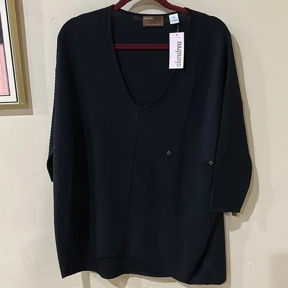 NWT Kerisma Raven slouchy knit sweater pocket V neck Black MSRP$87