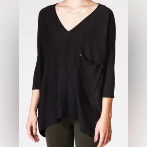 NWT Kerisma Raven slouchy knit sweater pocket V neck Black MSRP$87