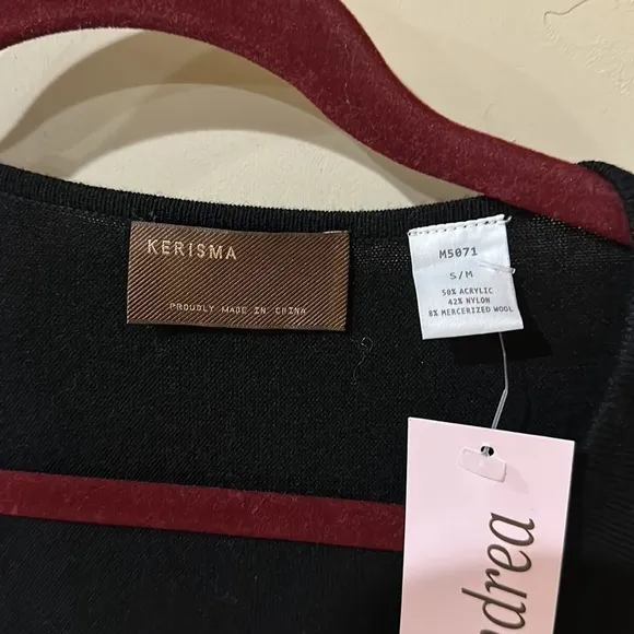 NWT Kerisma Raven slouchy knit sweater pocket V neck Black MSRP$87