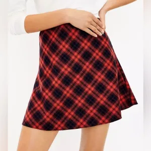 NWT! Loft Pull On Plaid Skirt
