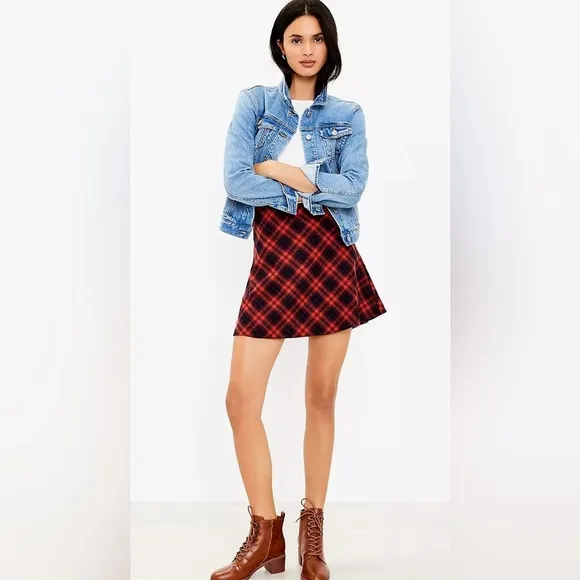 NWT! Loft Pull On Plaid Skirt