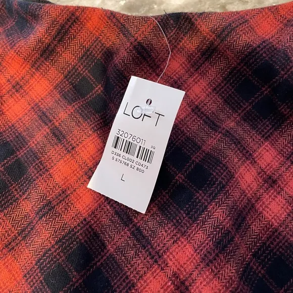 NWT! Loft Pull On Plaid Skirt