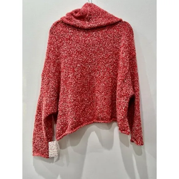 NWT Size L Free People Bff Cowl Neck Sweater - Orange MSRP $98