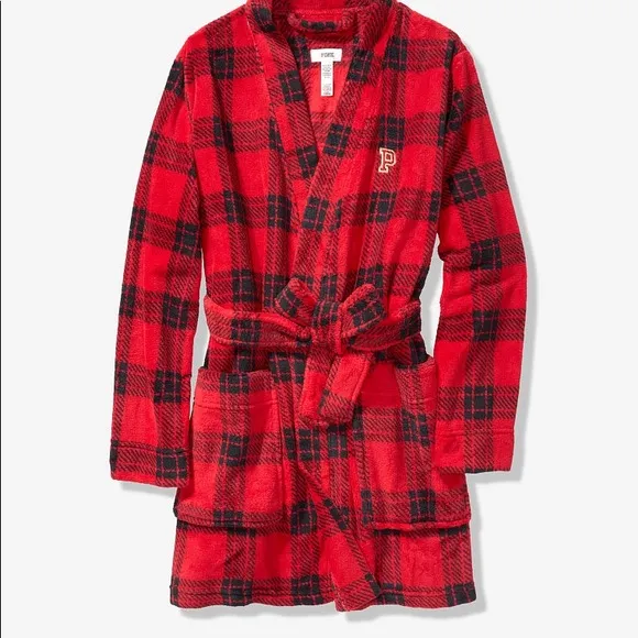 NWT Victoria’s Secret Pink Red Plaid Cozy Robe