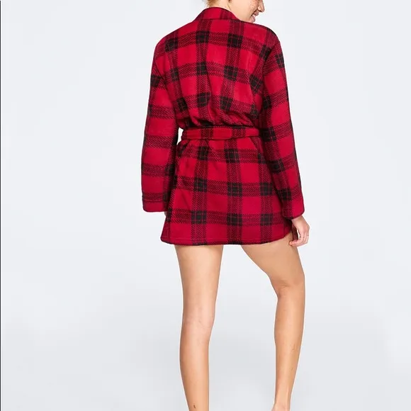 NWT Victoria’s Secret Pink Red Plaid Cozy Robe
