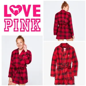 NWT Victoria’s Secret Pink Red Plaid Cozy Robe
