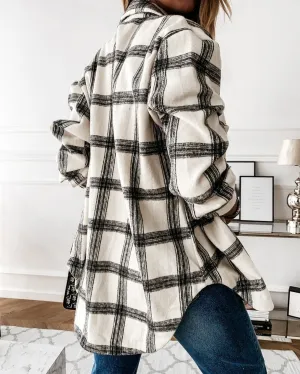 Ode to Cozy Plaid Lightweight Jacket - White