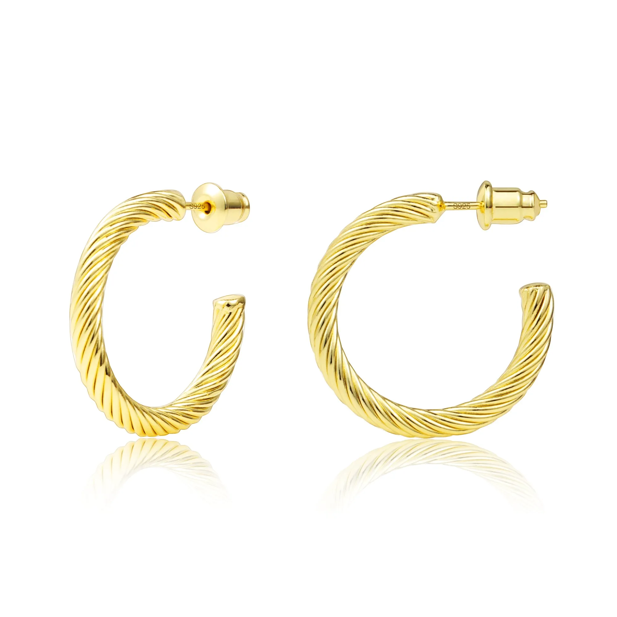 Open Twisted Rope Round Hoop Earrings