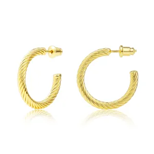 Open Twisted Rope Round Hoop Earrings