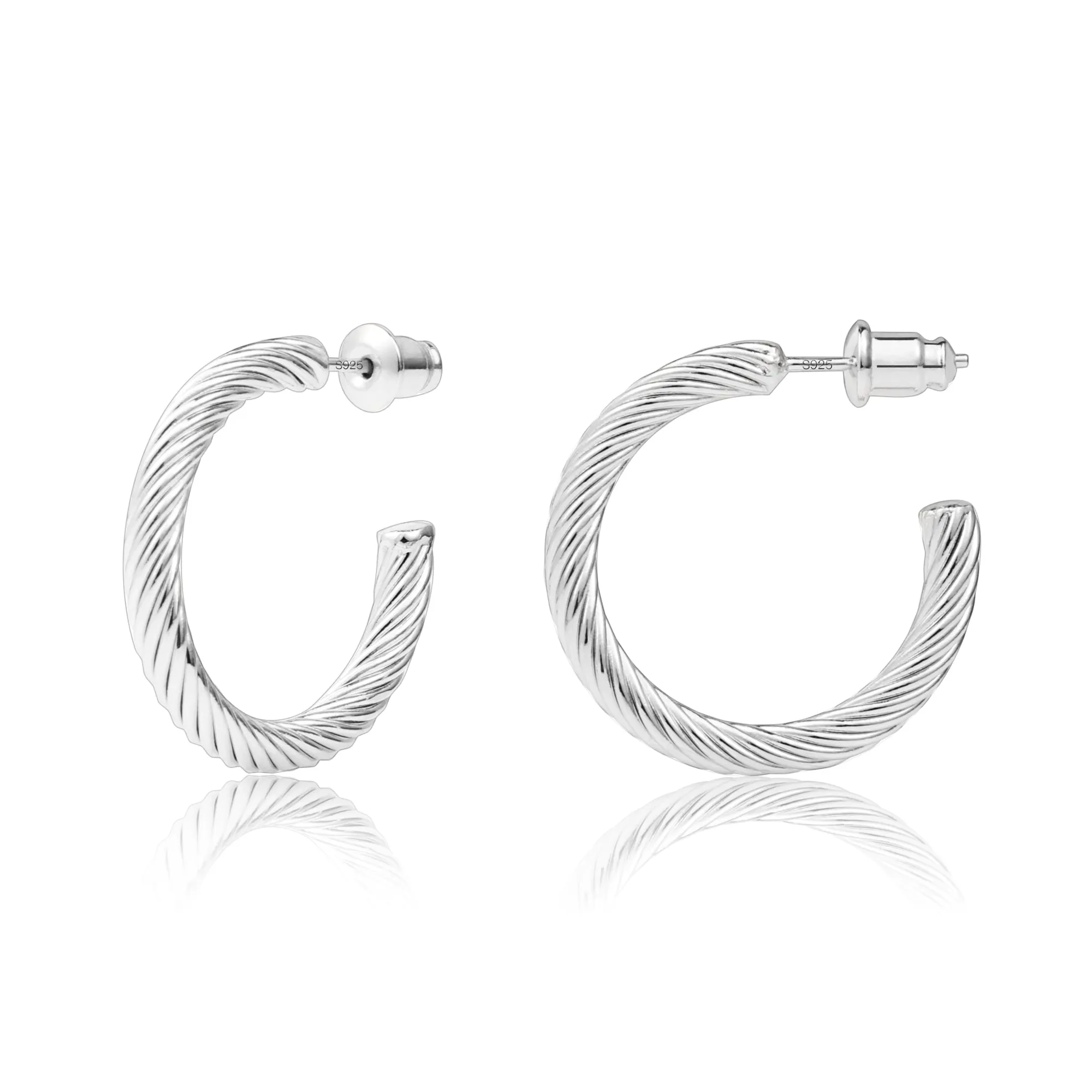 Open Twisted Rope Round Hoop Earrings