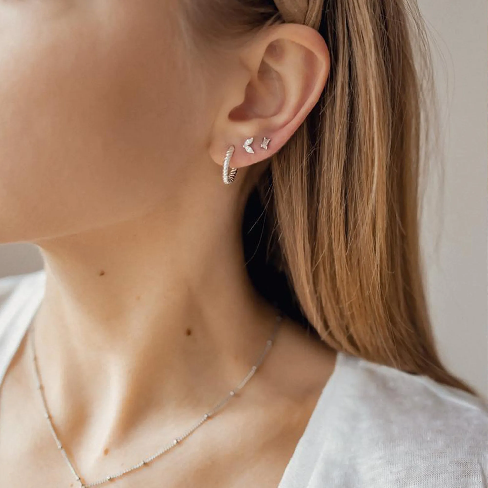 Open Twisted Rope Round Hoop Earrings