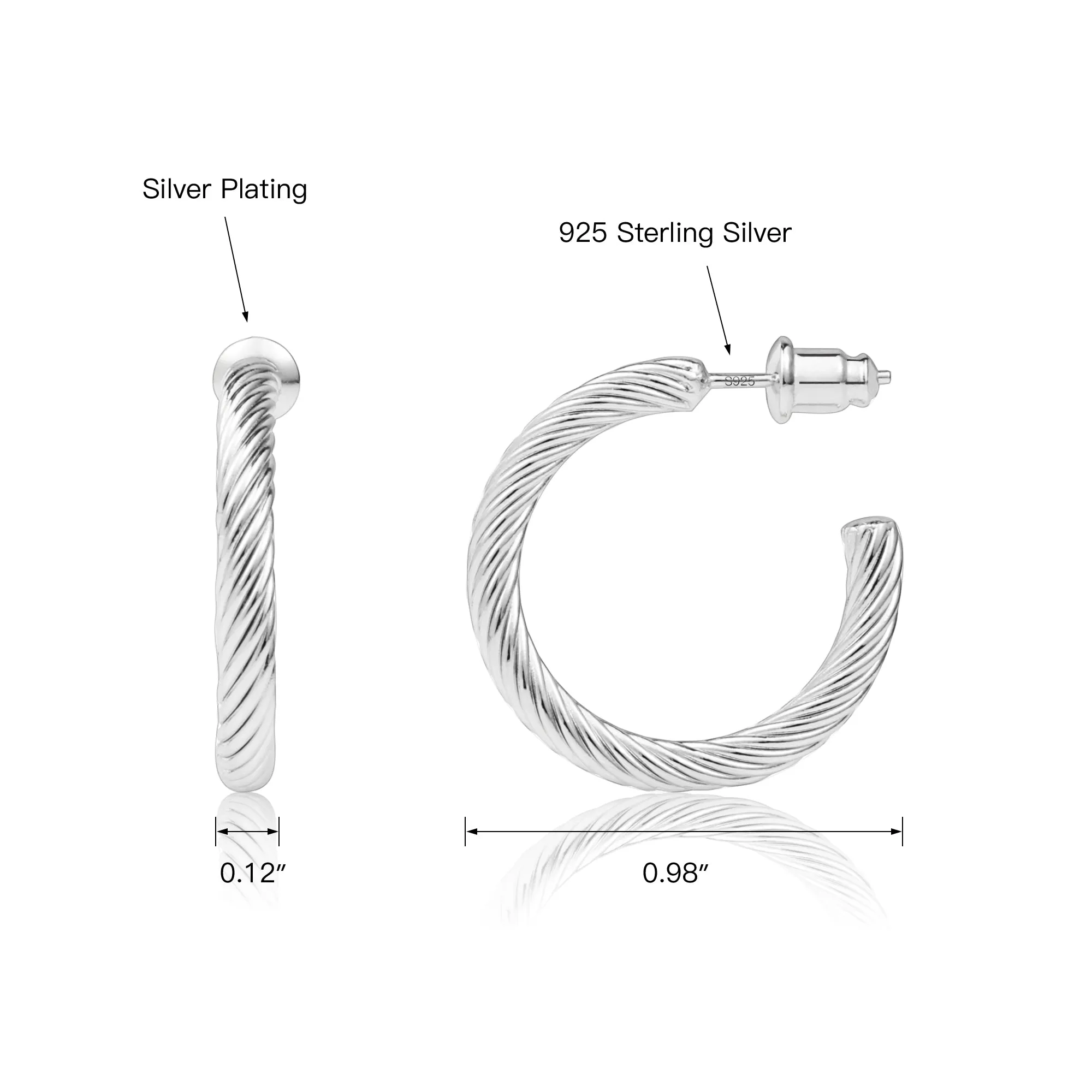 Open Twisted Rope Round Hoop Earrings