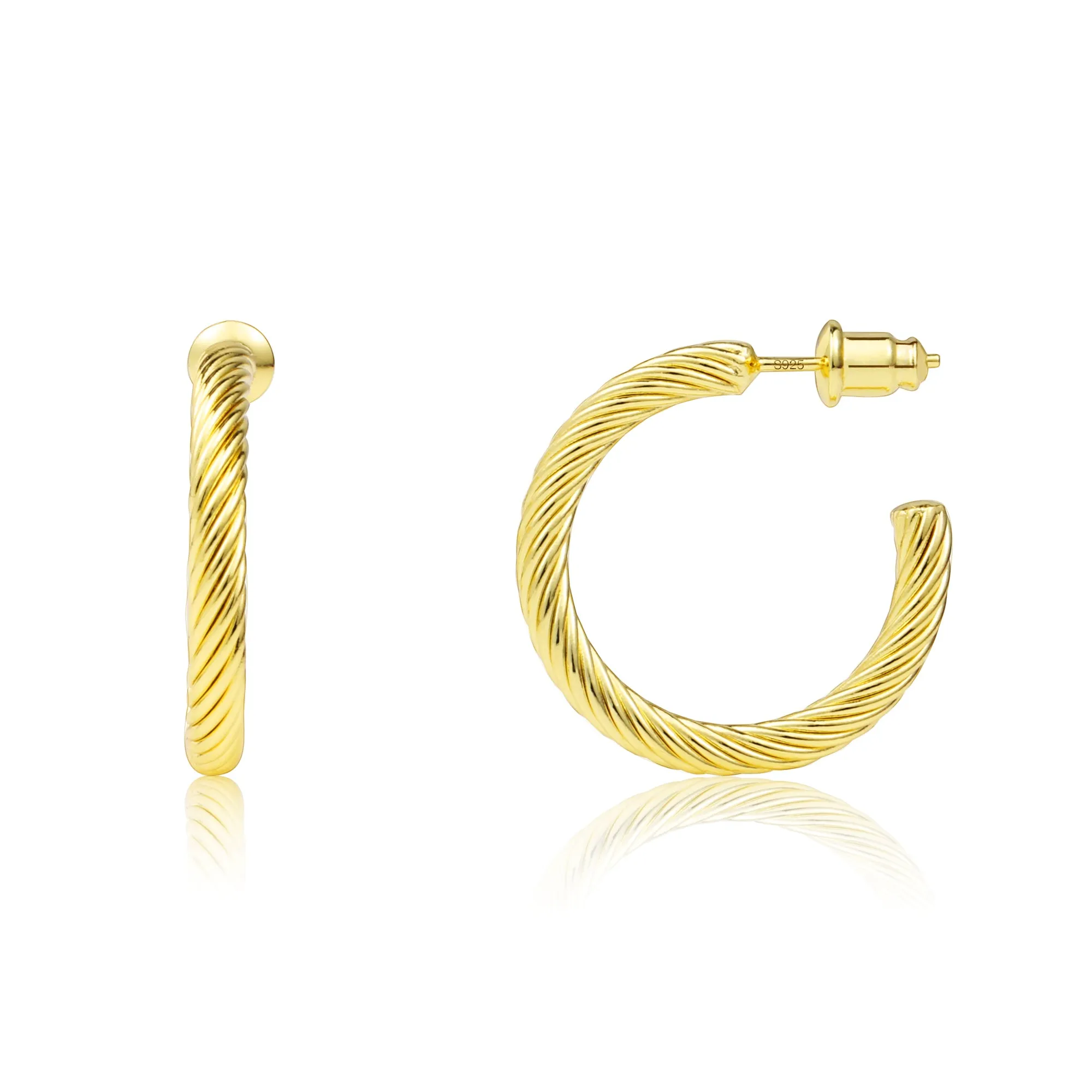Open Twisted Rope Round Hoop Earrings