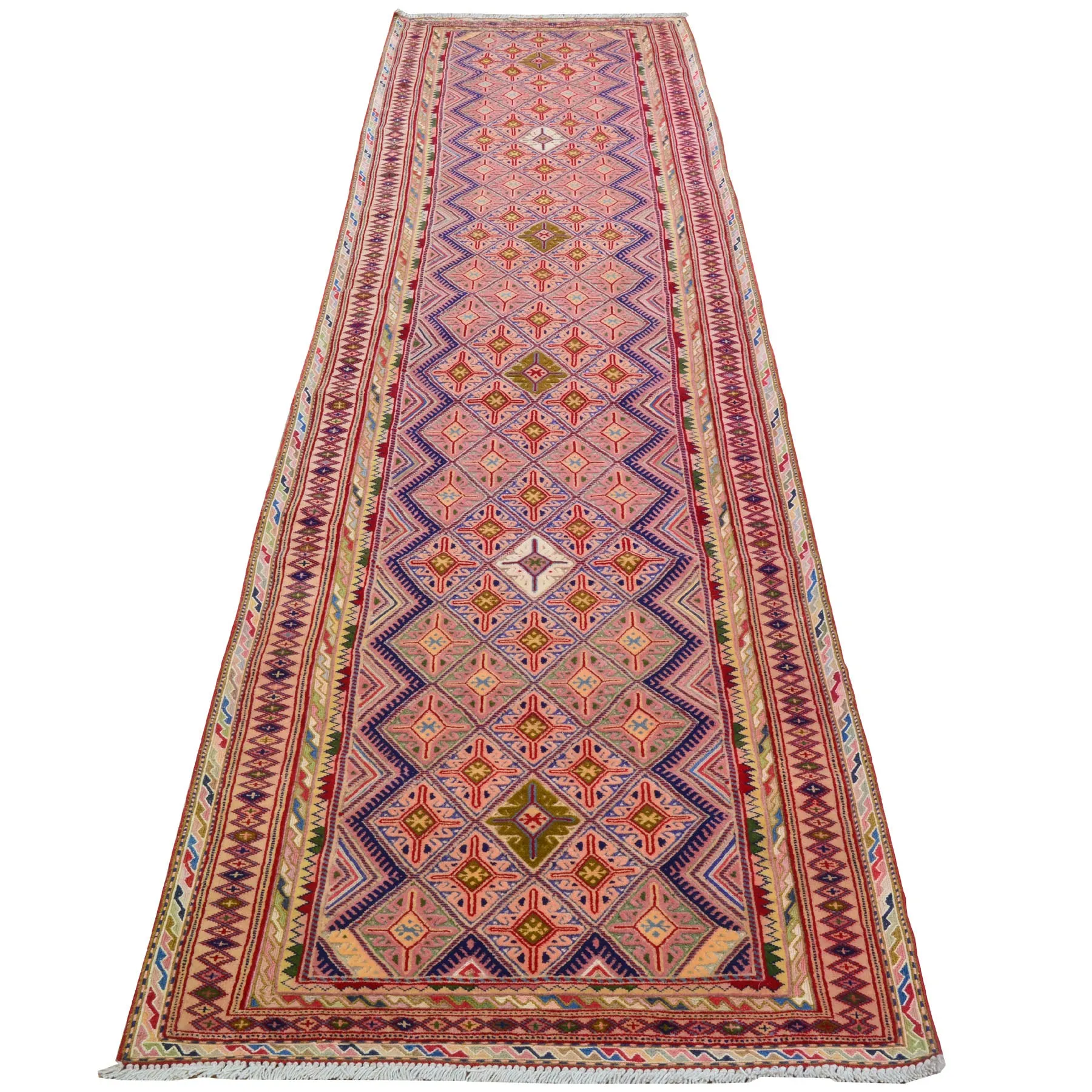 Oriental Multi-Weave Tribal Sumak Handmade 100% Wool Rug (Size 2.4 X 10.8) Cwral-8787
